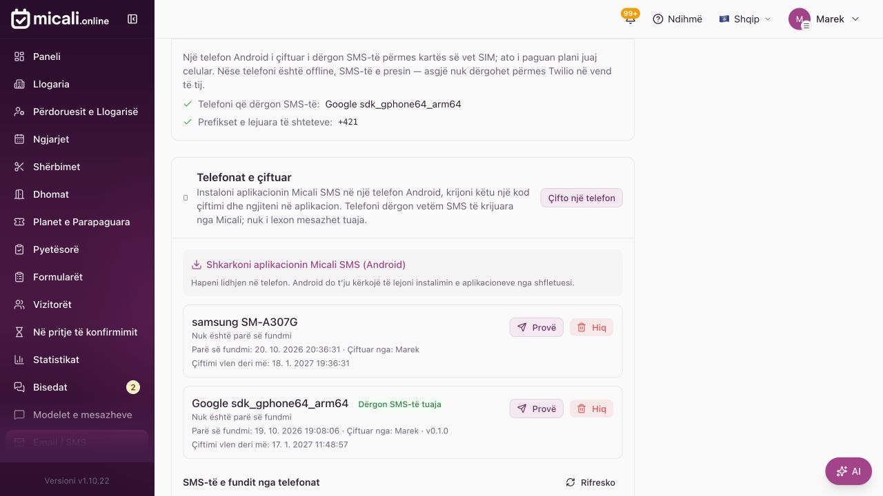 1. Shkarkoni aplikacionin te Email / SMS