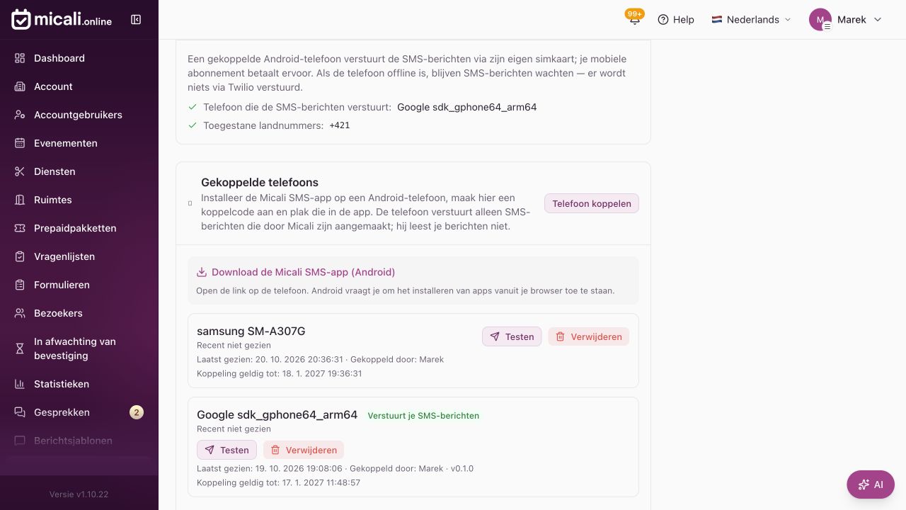 1. Download de app onder E-mail / SMS