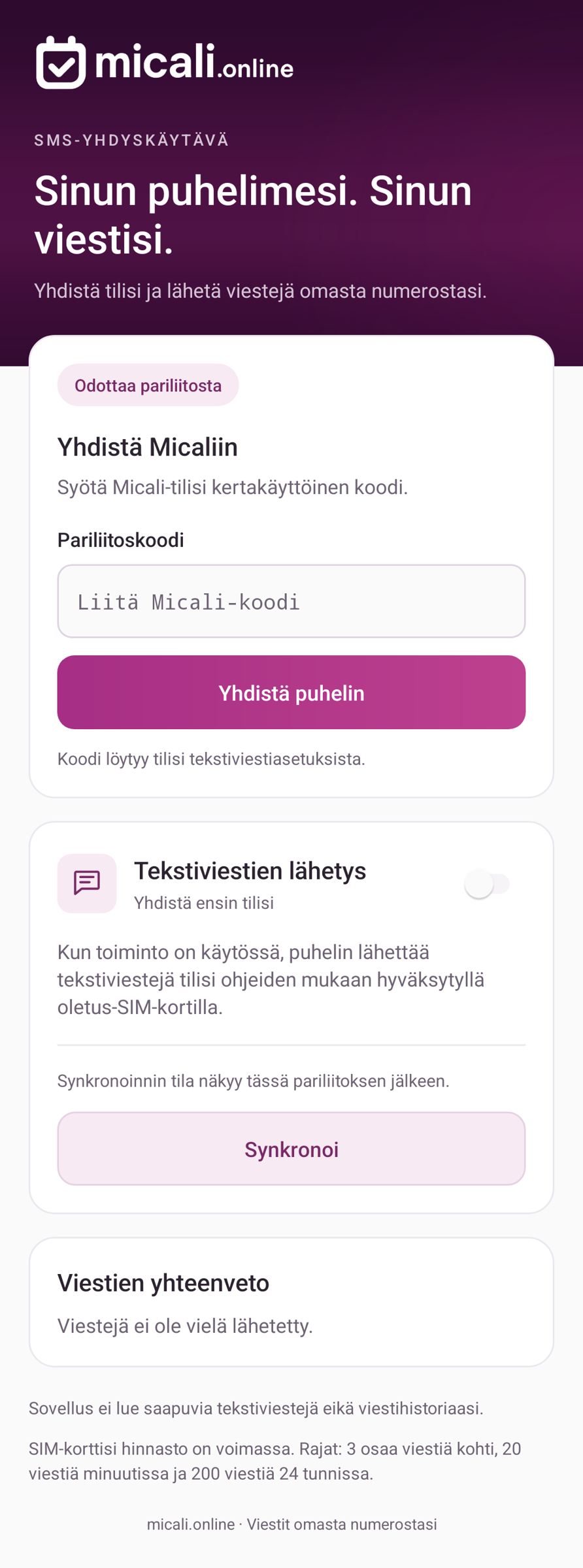 3. Yhdistä puhelin tiliisi