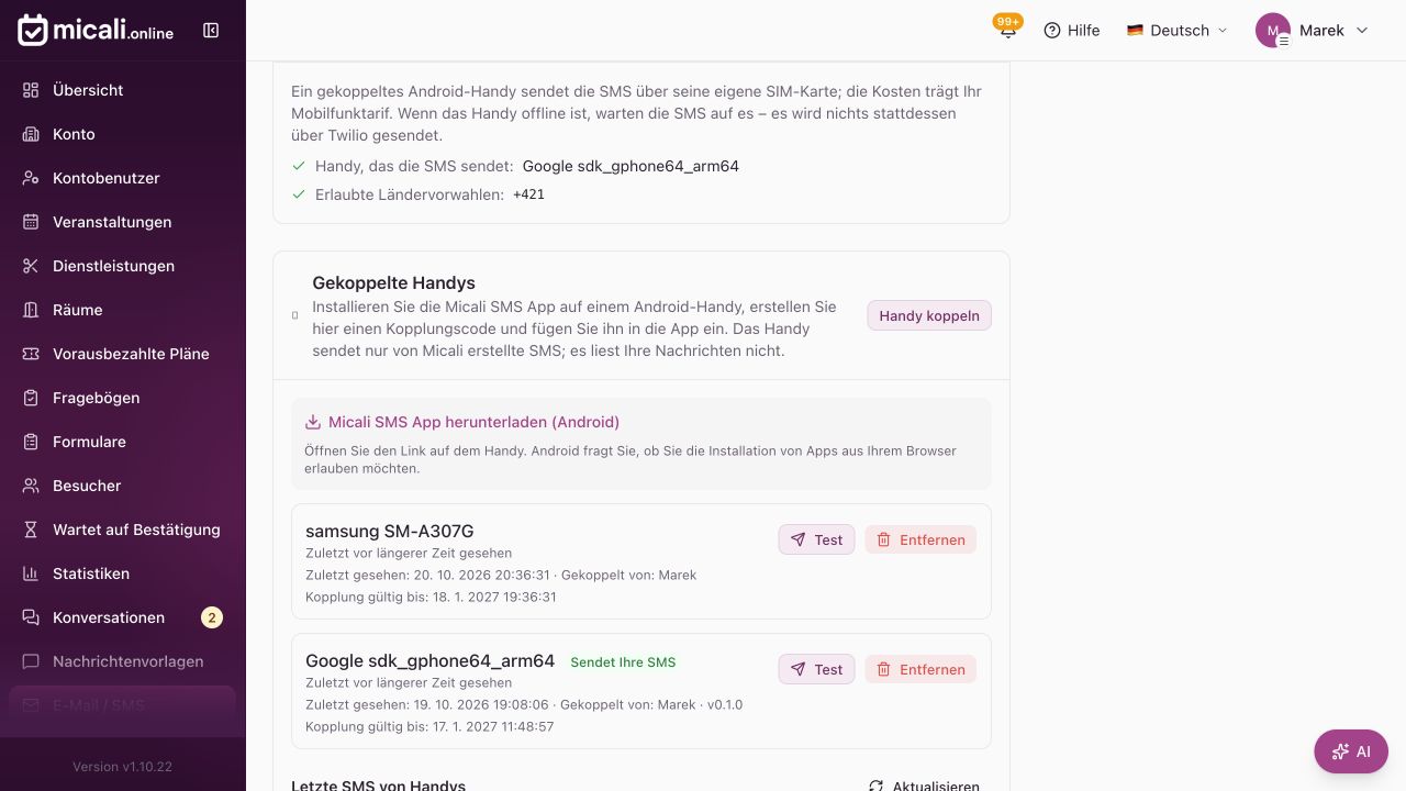 1. App unter E-Mail / SMS herunterladen