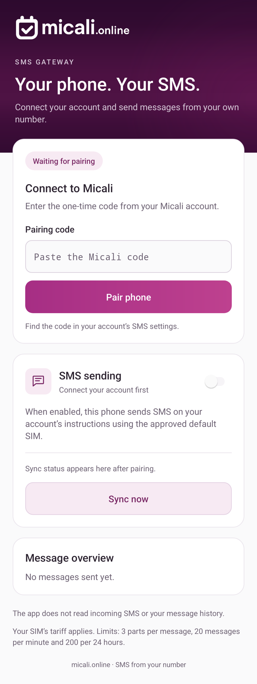3. Pair your phone with your account