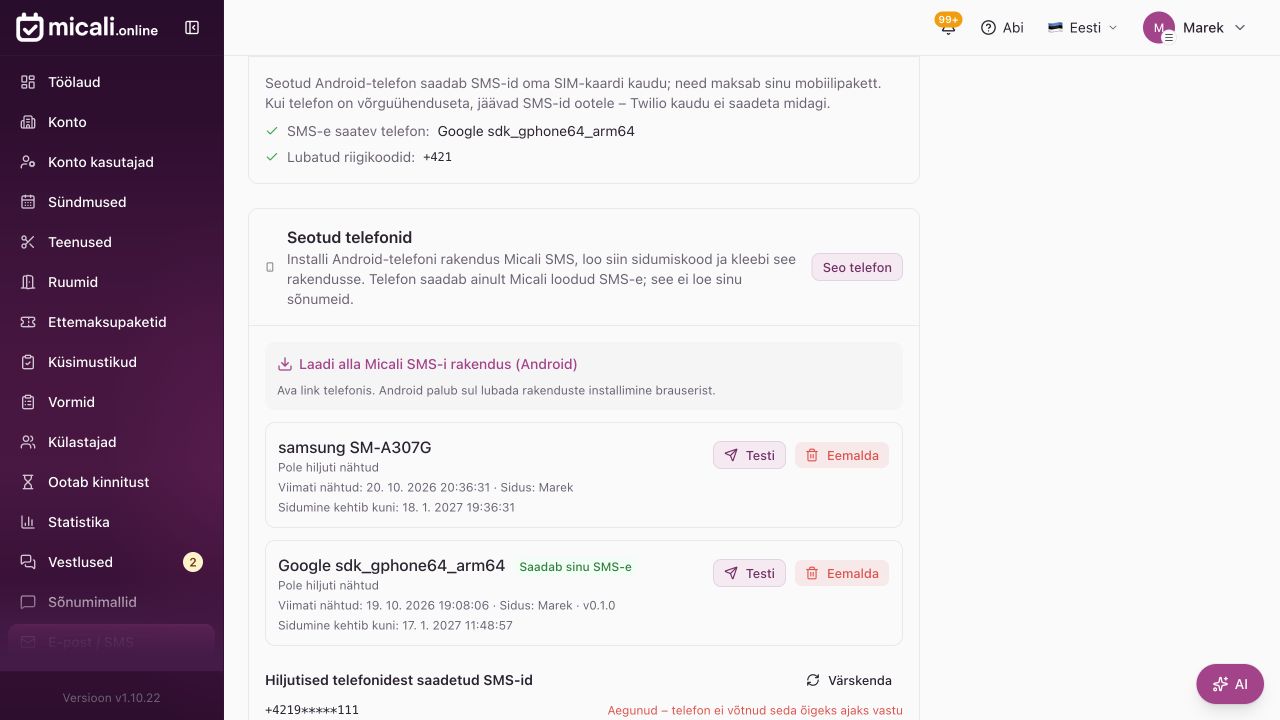 1. Laadi rakendus alla jaotisest E-post / SMS