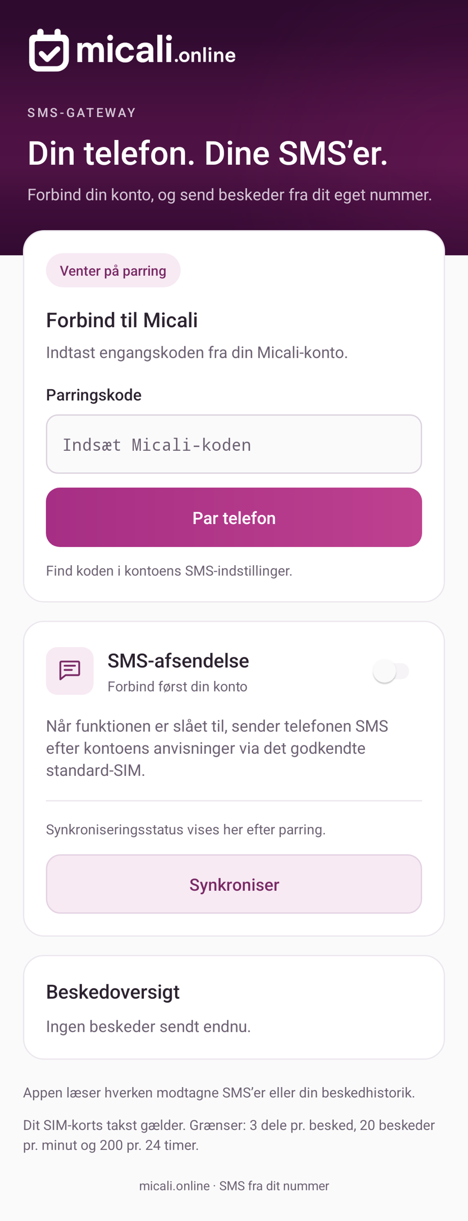 3. Par telefonen med din konto
