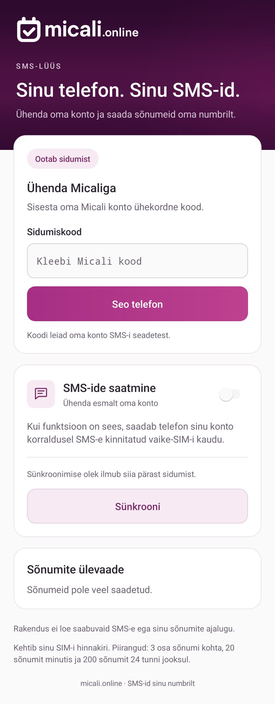 3. Seo telefon oma kontoga