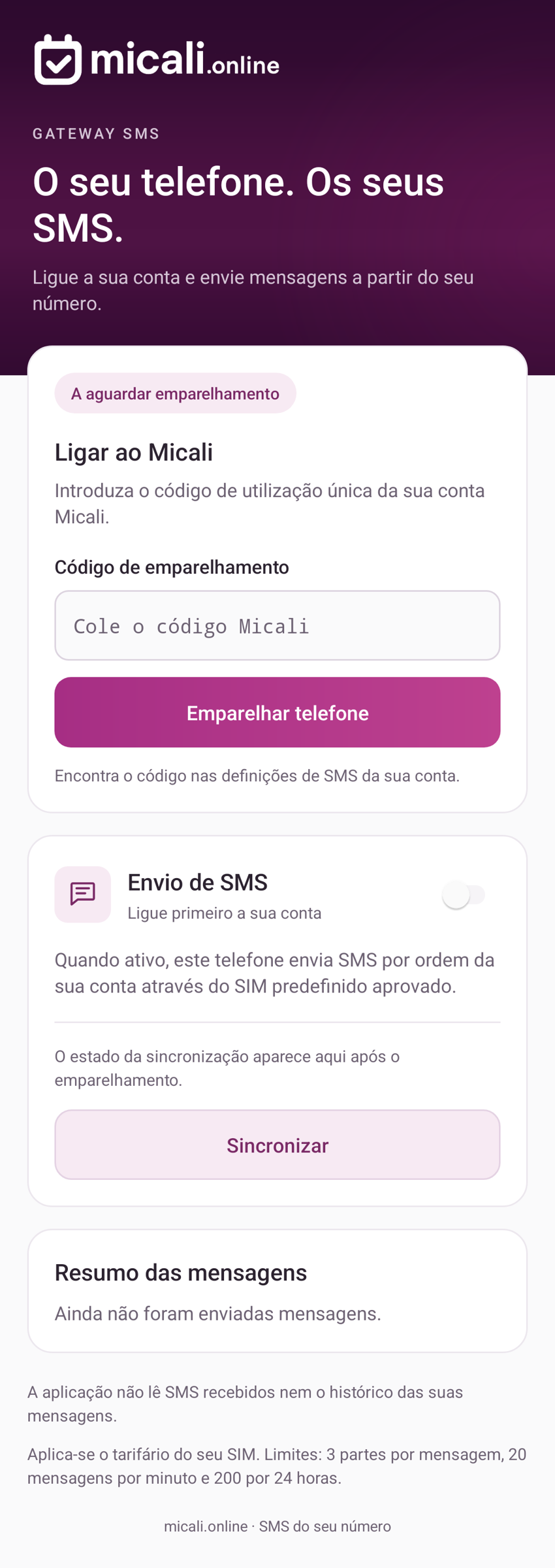 3. Emparelhe o telemóvel com a sua conta